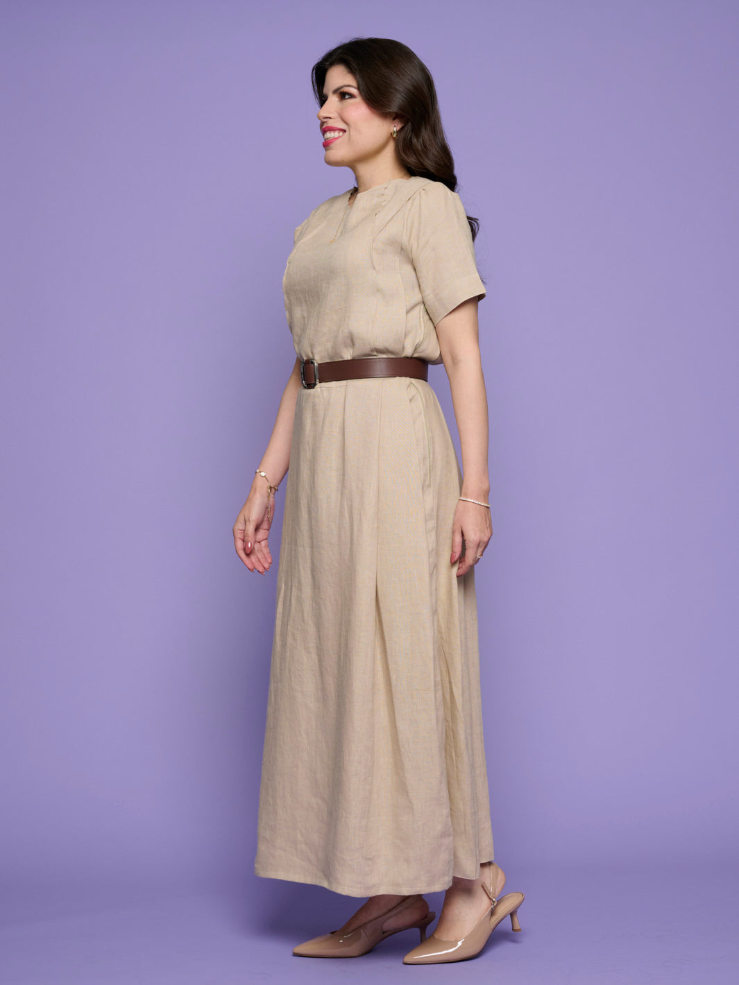 The Pillar Dress – Elegant Beige Formal Dress