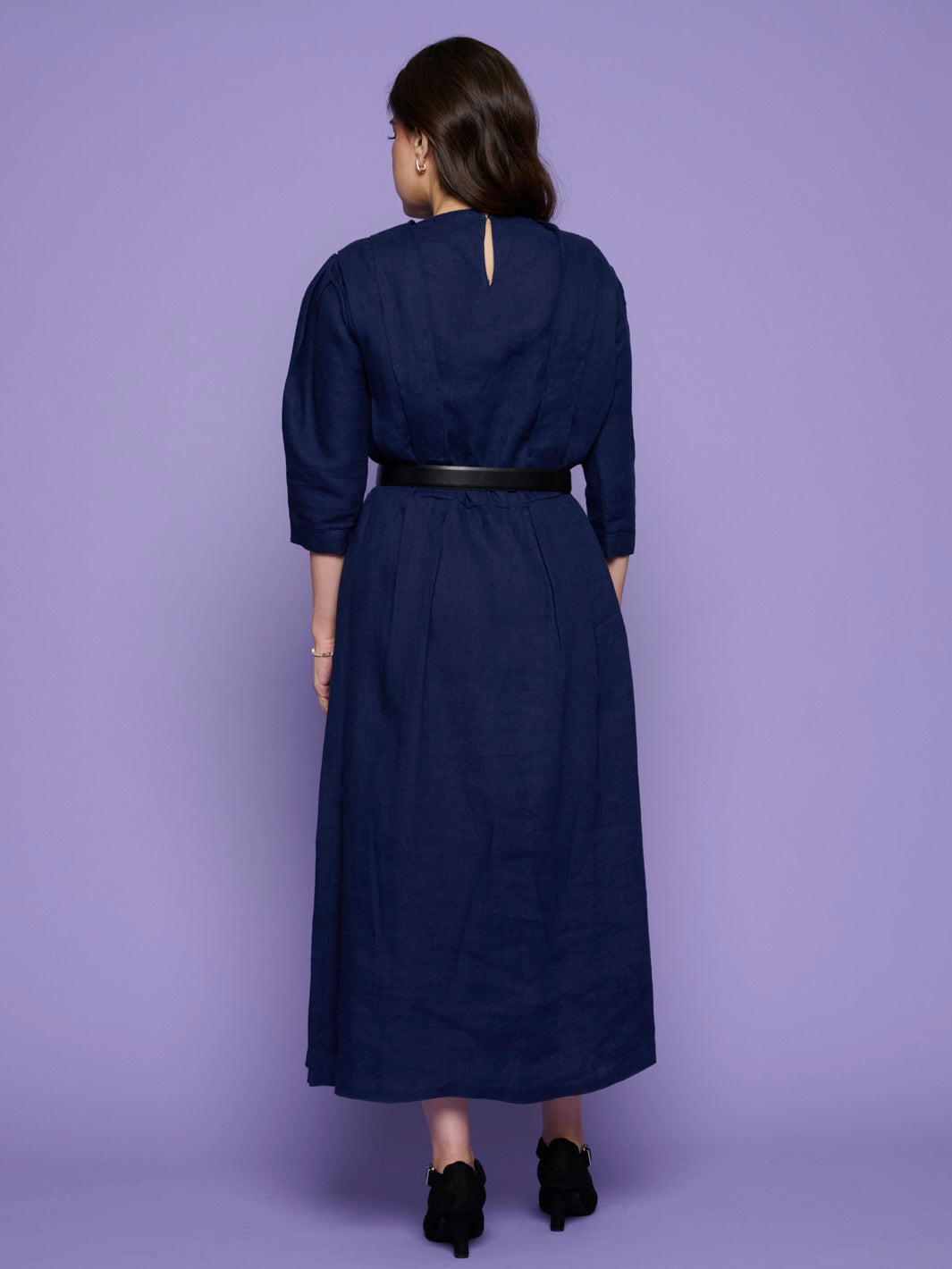 The Royalty Dress –Elegant Navy Long Sleeve Dress