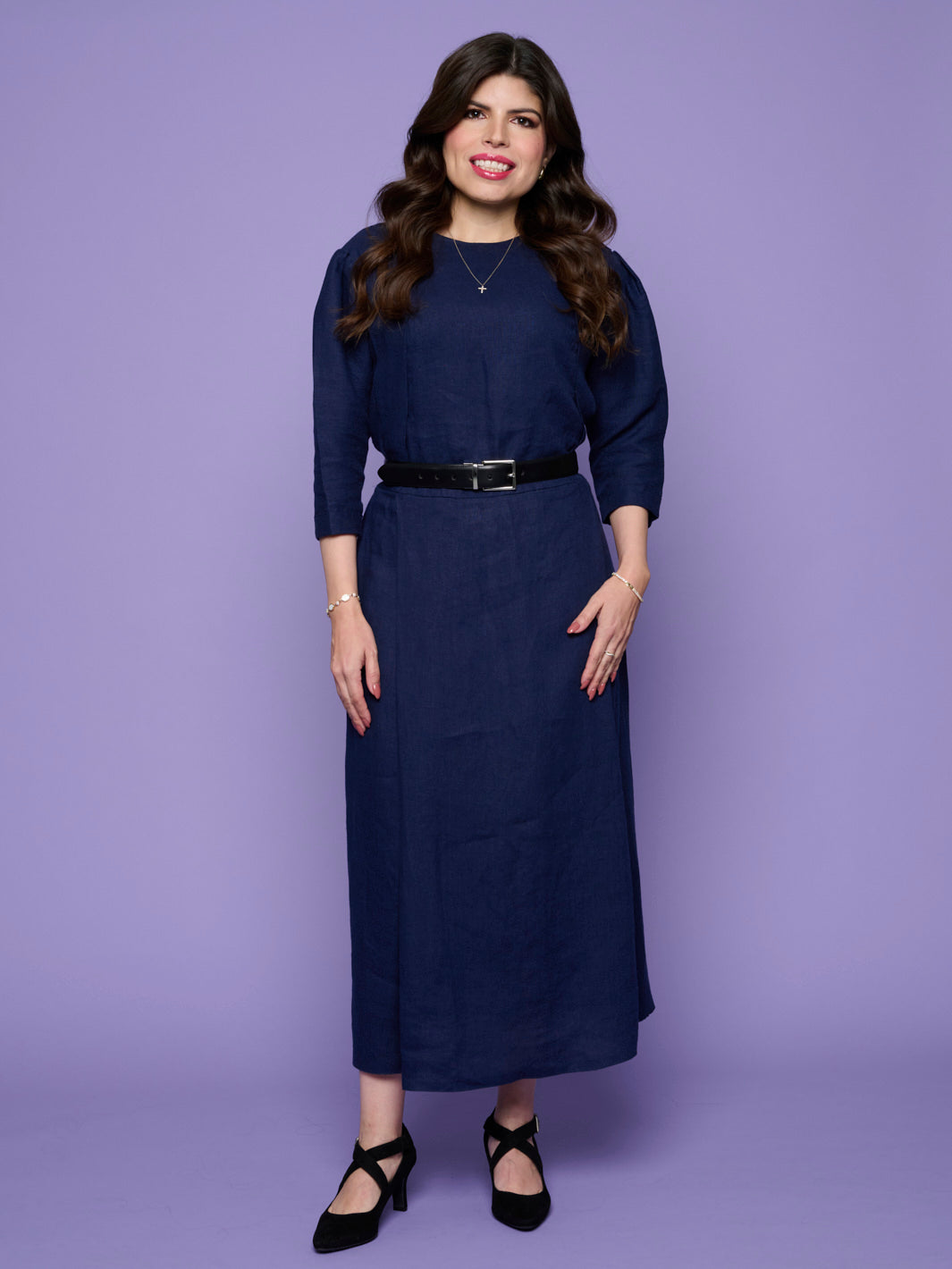 The Royalty Dress –Elegant Navy Long Sleeve Dress