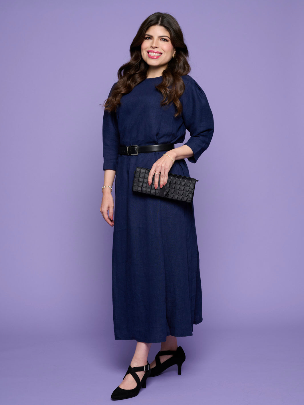 The Royalty Dress –Elegant Navy Long Sleeve Dress