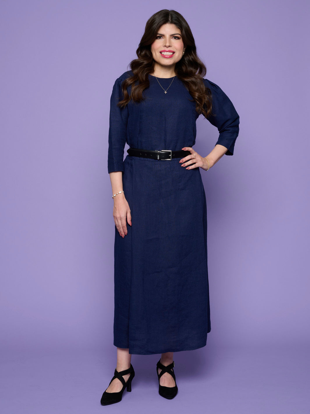 The Royalty Dress –Elegant Navy Long Sleeve Dress