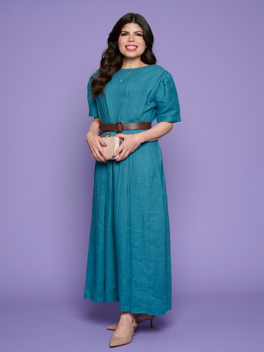 The Celestial Dress -Elegant Teal Maxi Dress