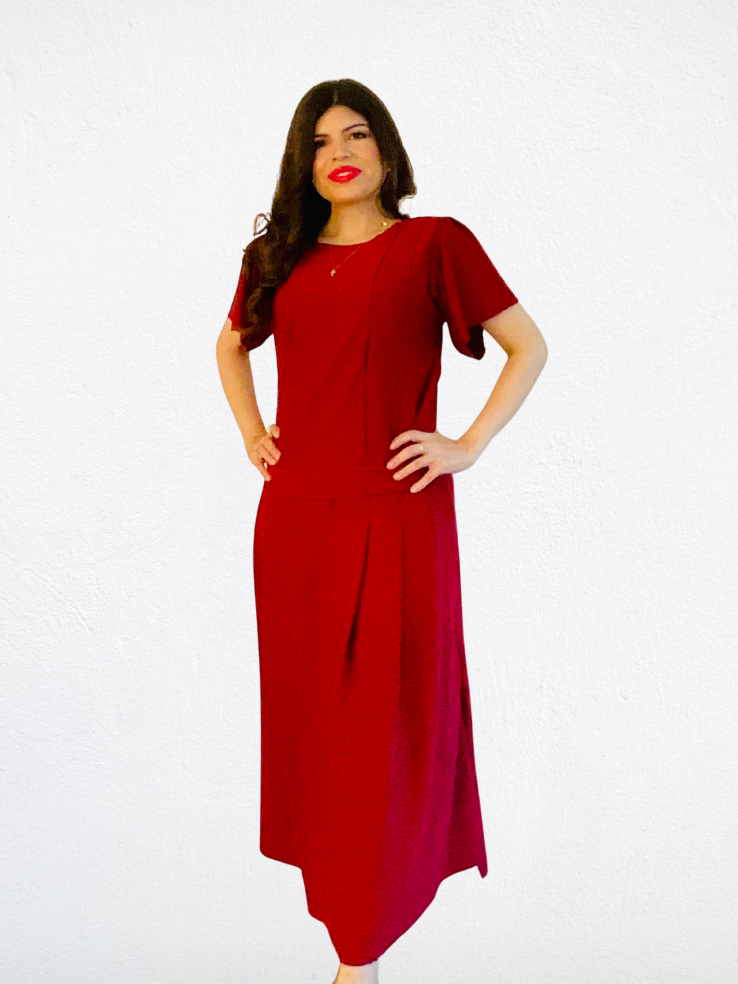 The Fig Dress – Dark Red Merino Wool Maxi Dress